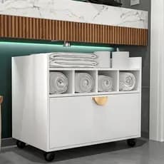 Gabinete De Banheiro Armário 1 Gaveta Nicho Organizador Multiuso Rodizíos Decoração Casa Cores