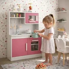 OFERTA Queima de Estoque Cozinha Infantil com Pia Forno Micro-ondas Brinquedo Educativo Criança Cor