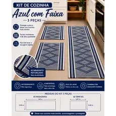 Tapete de Cozinha Zurick com Faixa – Kit 3 Peças- Zuri Decor