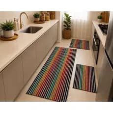 Kit Tapete Cozinha 3 Peças Listrado Real Premium - Zuri Decor