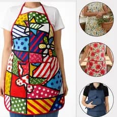 Avental De Tecido Jacquard Impermeável Atras  Avental de Cozinha Avulso ou Kit com Luva Térmica Avulsa ou Par de Luvas