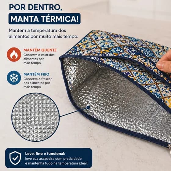 Porta assadeira com alça Porta assadeira térmico Capa para assadeira