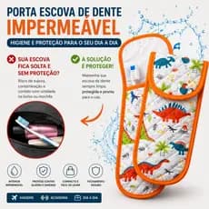 Porta Escova de Dente Impermeável com Botão  Estojo Higiene Viagem Bolsa Academia
