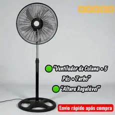 Ventilador de Coluna Turbo 5 Pás Silencioso Altura Regulável 127V/220V