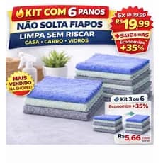 Pano de Microfibra Premium Não Solta Fiapos | Limpa Sem Riscar Casa Carro Vidros | Kit 6 Unidades