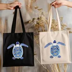 Bolsa Marinha Moda Tartaruga Vibe  Eco Bag Tendencia Estilosa  Praia Passeio Dia Dia