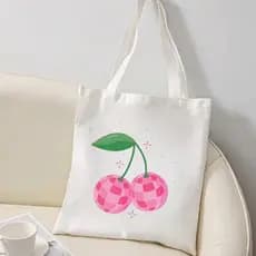 Ecobag Bolsa Fashion Ilustrada Descolada para Dia a Dia Cereja Nylon Moda