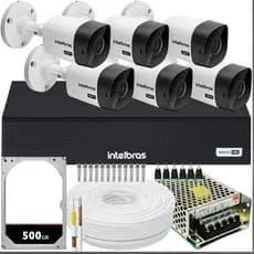 Kit 6 Camera de Seguranca Intelbras Bullet vhl 1120b Externa Dvr 8 canais multi hd