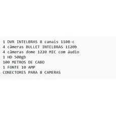 KIT 8 CAMERAS SENDO 4 CAMERAS COM AUDIO DOME E 4 CAMERAS EXTERNAS BULLET COMPLETO