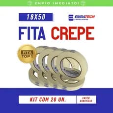 KIT PROMOCIONAL Fita Crepe Branca Para Empacotamento ou Pintura 18x50  Embatech Resistente Alta Fixação