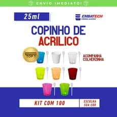 Kit Copinho Tacinha Acrílico 25ml Brigadeiro De Colher 100 Unidades