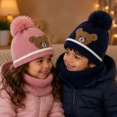 Kit Touca Infantil Lenço de Pescoço Cachecol Inverno Frio Menino Menina Peluciado Quentinho