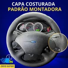 Capa de Volante Costurada Ford Focus GLX 2001 2002 2003 2004 2005 2006 2007 2008 Preta