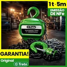 Talha Manual 1 Tonelada 1000 Kg Com Corrente 5 Metros Trato