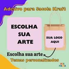 Adesivo Personalizado para Sacola Kraft | Escolha Sua Arte ou Logo/Lembrancinhas de Fesra/Adesivos