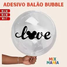 Adesivo para Bubble "LOVE MINNIE RETANGULAR"/Vinil Bubble/Adesivo para bexiga balão/Kit de adesivos