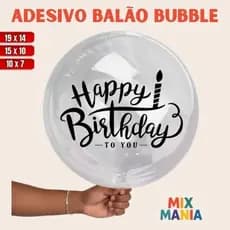 Adesivo para Bubble "HAPPY BIRTHDAY TO YOU"/Vinil Bubble/Adesivo para bexiga e balão/Kit de adesivos