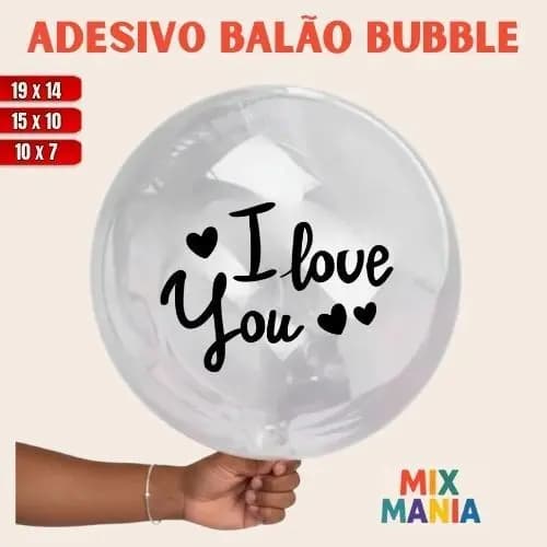 Adesivo para Bubble "I LOVE YOU"/Vinil Bubble/Adesivo para bexiga e balão/Kit de adesivos/Bubbles