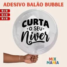 Adesivo para Bubble "CURTA O SEU NIVER"/Vinil Bubble/Adesivo para bexiga e balão/Kit de adesivos