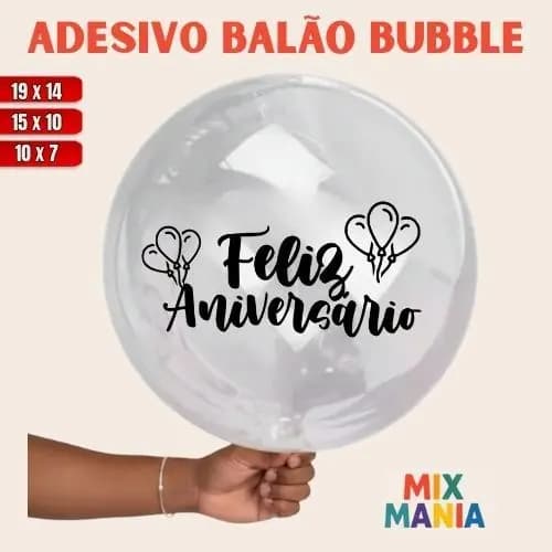 Adesivo para Bubble "FELIZ ANIVERSARIO BALÕES/Vinil Bubble/Adesivo para bexiga balão/Kit de adesivos