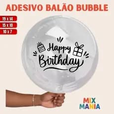 Adesivo para Bubble "HAPPY BIRTHDAY PRESENTE"/Vinil Bubble/Adesivo para bexiga balão/Kit de adesivos