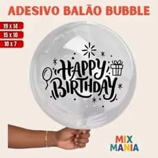Adesivo para Bubble "HAPPY BIRTHDAY PRESENTE"/Vinil Bubble/Adesivo para bexiga balão/Kit de adesivos