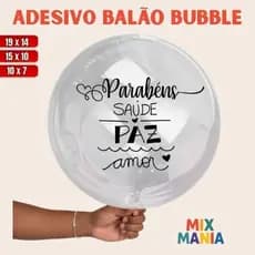 Adesivo para Bubble "PARABÉNS SAUDE PAZ"/Vinil Bubble/Adesivo para bexiga e balão/Kit de adesivos