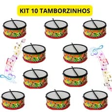 Kit 10 Tambor Tamborzinho Brinquedo Instrumento Musical Infantil Brinquedos De Menino