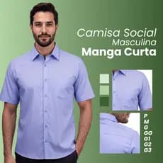 Camisa Social Masculina Manga Curta Forma Tradicional Tecido Não Amassa Blusa Social Masculina Elastano