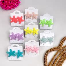Brincos estrela do mar de resina verão moda praia feminino coloridos