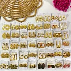 Kit 10 Pares de Brincos Femininos Folheado a Ouro Bijuteria Feminina Festa Casamento Trabalho Modelos Sortidos