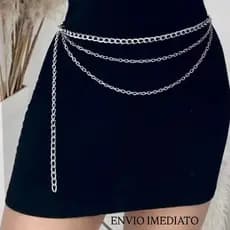 Cinto Feminino Corrente com 3 camadas Tendência Moda Gringa Delicada Feminino Elegante Sofisticado