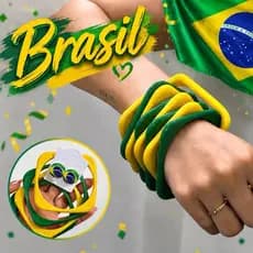 Bracelete Brasil Quadrado Acessório Feminino Verde e Amarelo Copa do Mundo Moderno