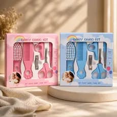 Kit Higiene Bebê Completo 5 Peças Escova Pente Tesoura Cortador