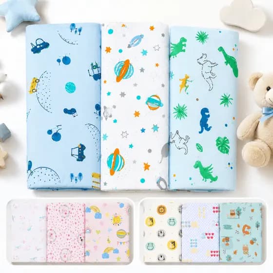 Cueiro Estampado Flanelado Bebê Kit 3 Unidades 80X50CM Papi