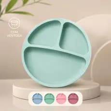 Prato Infantil Silicone Com Ventosa Divisorias Introducao Alimentar Bebe