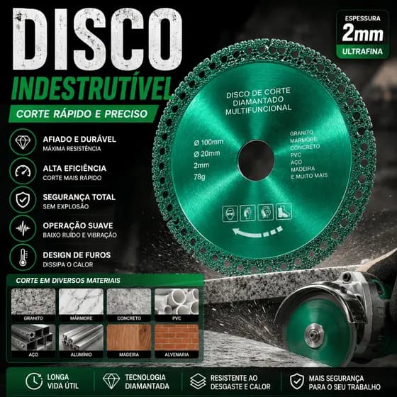 Disco 6 em 1 Diamantado Multifuncional 100mm Para Metal PVC Cerâmica