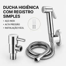 Duxa Higiênica Registro Aço Inox Super Luxo 1/4 Volta