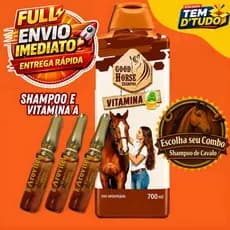Shampoo Good Horse e Arovitel Vitamina A Shampoo de Cavalo Brilho, Força e Saúde