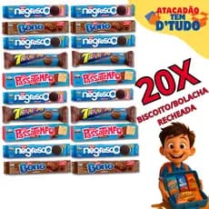 Kit 20 Biscoitos Passatempo Negresco Trakinas Bono Bolachas