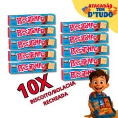 Kit 10 Biscoitos Passatempo Sabor Chocolate Bolacha Nestlé 130g