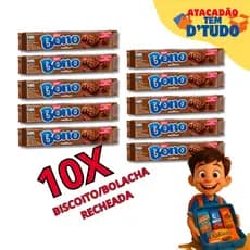 Kit 10 Biscoitos Bono Sabor Chocolate Bolacha Nestle 90g