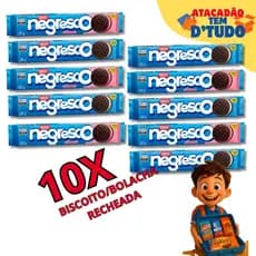 Kit 10 Biscoitos Negresco Sabor Baunilha e Morango Bolacha Nestle 90g