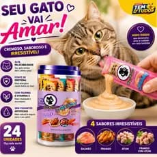 ChuChups Creamy Petisco Gato Pote 24 Unidades Misto Tipo Churu Chup Chup Cat Delicioso