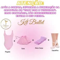 Kit Ballet Balé Infantil Uniforme/ Collant Regata + Saia + Meia + Sapatilha