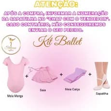 Kit Ballet Balé Infantil Uniforme/ Collant Meia Manga + Saia + Meia + Sapatilha