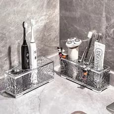 Caixa De Armazenamento De Barbeador De Escova De Dentes De Mesa De Acrílico De Luxo