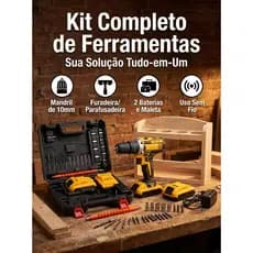 Parafusadeira Furadeira e Chave De Impacto 48V 2 Baterias 3 funções Kit Completo Acessórios