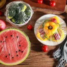 Kit 80 Tampa De Plástico Descartável Para Alimento E Frutas