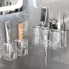 Suporte Acrílico Para Escova Dispenser De Pasta De Dente Automático Com Copo Luxo